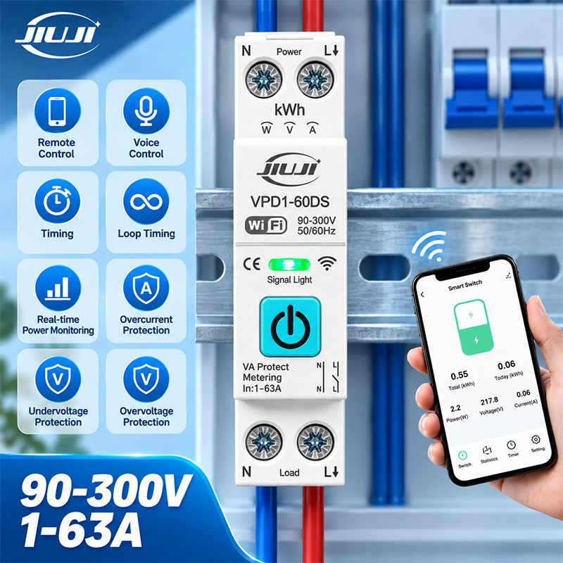 Smart Home Internet - Sakelar DIN Rail WiFi Cerdas 1P,