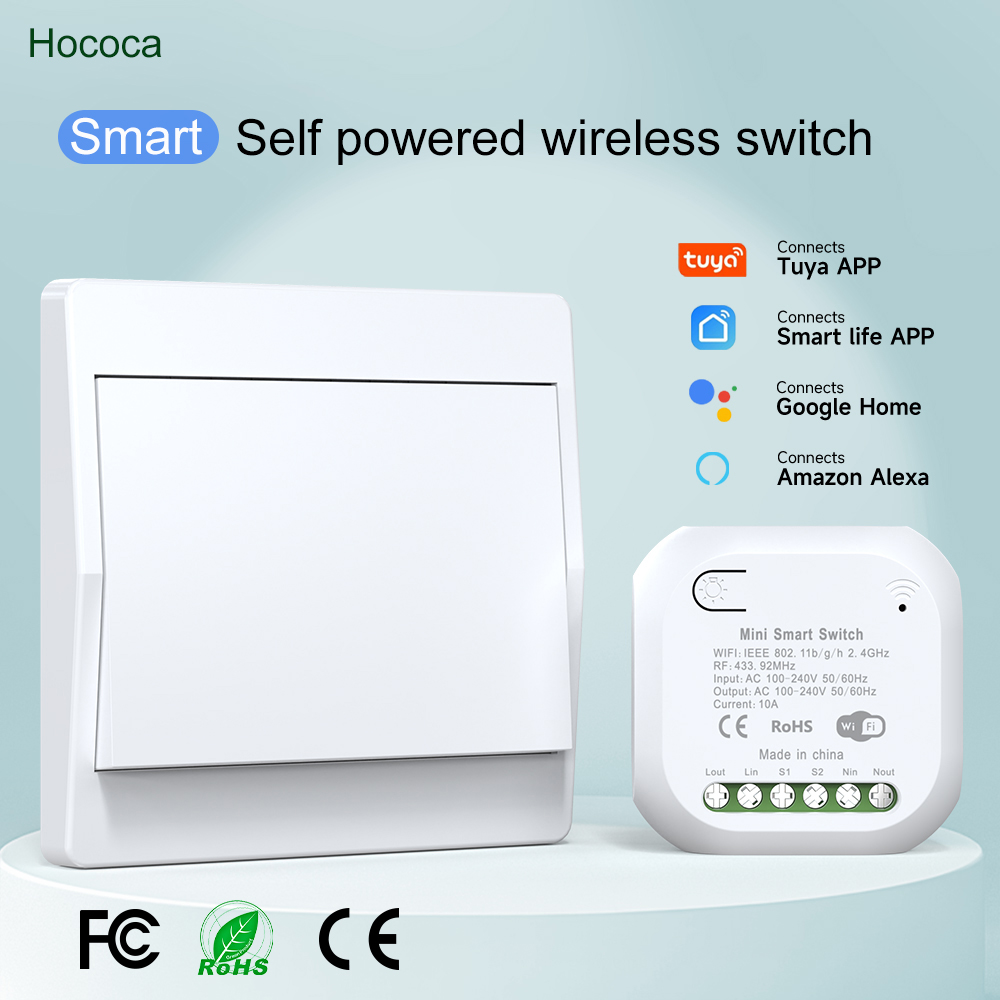 Smart Home Energy App - Tanpa Baterai 1/2Gang Energi Kinetik Tuya