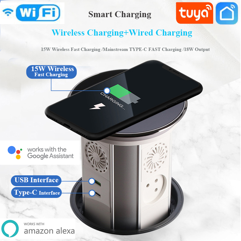 Smart Wall Socket - WIFI Tuya Sentuh Otomatis Mengangkat Meja