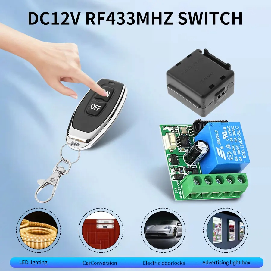 Smart Garage Door Opener - DC12V 1CH 10A Pemancar Penerima Relai