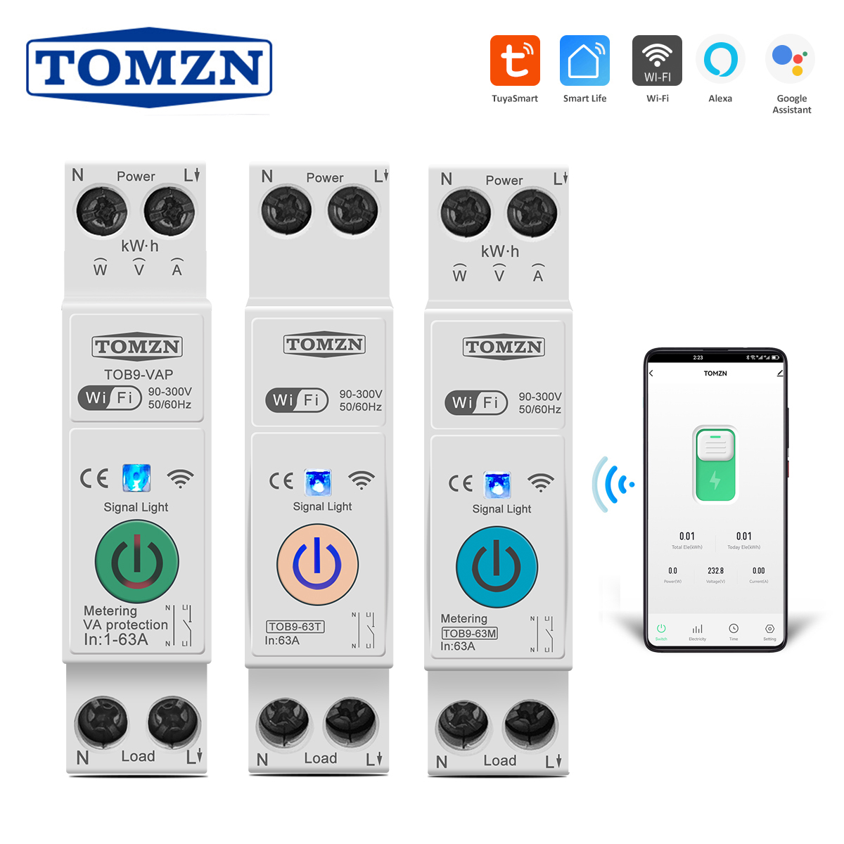 TOMZN TOB9-63M 63A 1P+N WIFI S - Tuya Smart Switch ulasan dan harga