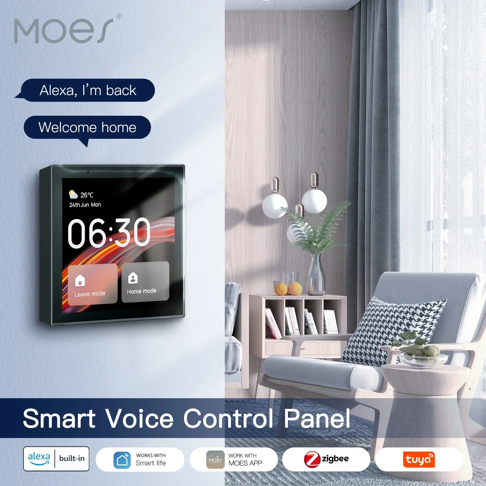 MOES Tuya Wifi Panel Kontrol L - Smart Home Zentrale Display ulasan dan harga