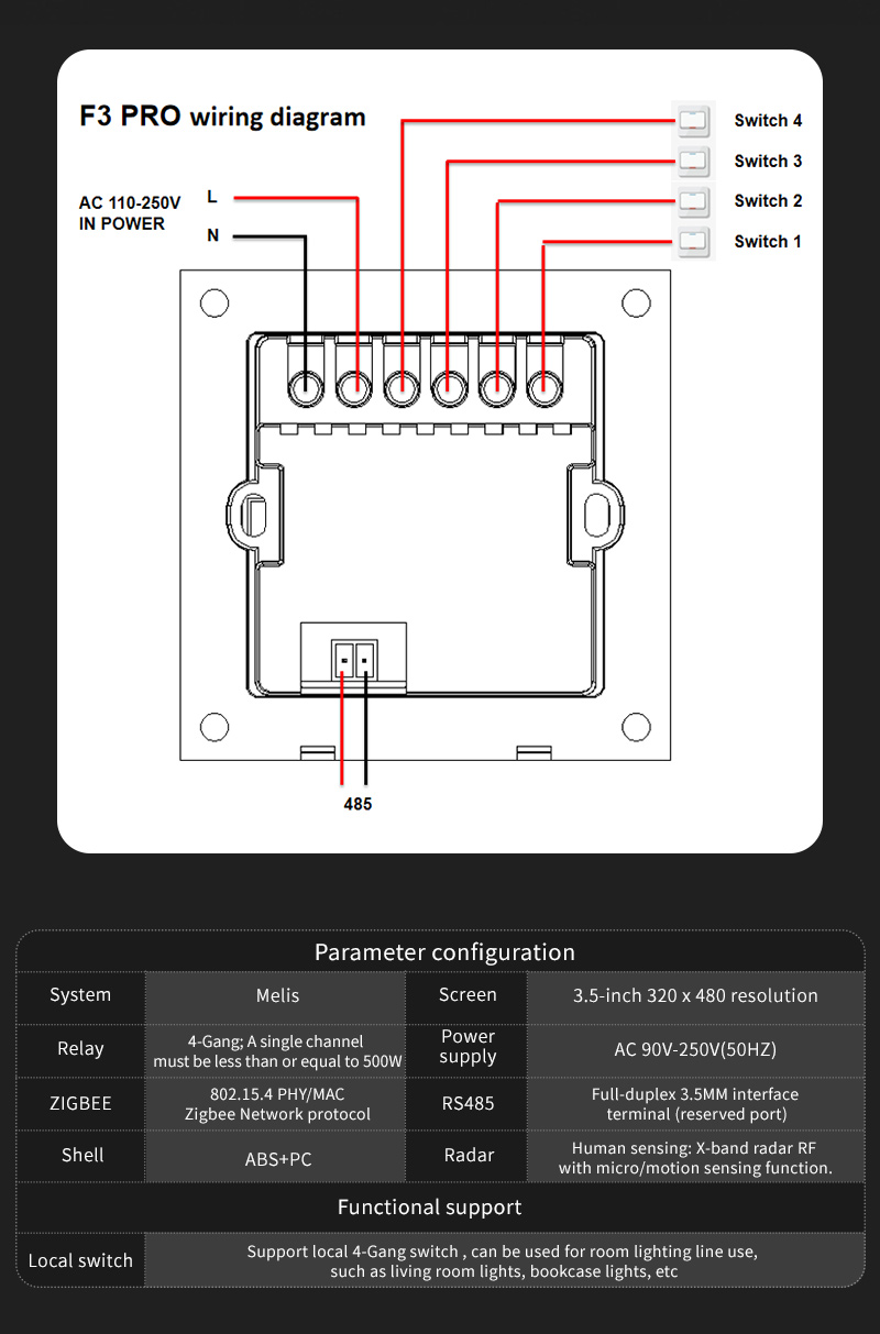 F3 Pro Panel Sentuh IPS 3.5 In - Smart Home Sistem ulasan dan harga