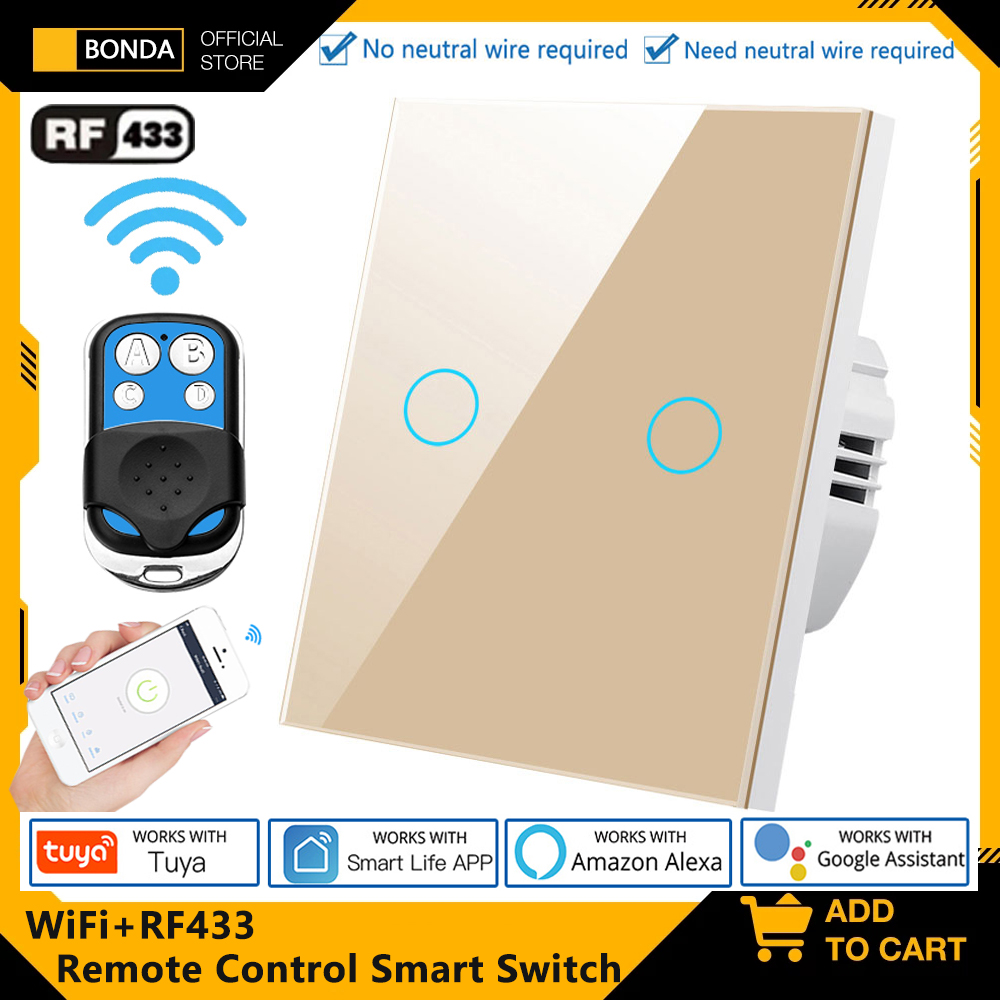 Tuya EU WiFi + RF433 Sakelar R - Smart Home Google Assistant ulasan dan harga