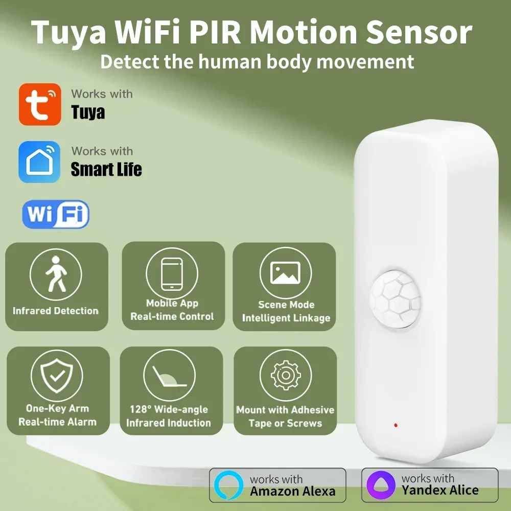 Tuya Sensor gerak WiFI PIR tub - Smart Home Google Assistant ulasan dan harga